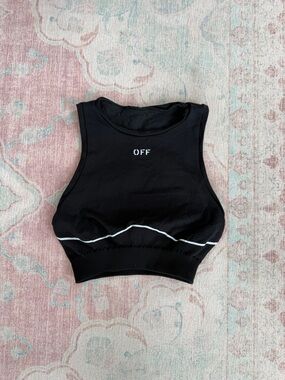 Off-White Black Crop Tank with White Contrast Stitching